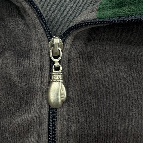 Everlast Vintage Men’s Velour Track Jacket Size L Full Zip Gray Green Streetwear - Picture 7 of 11